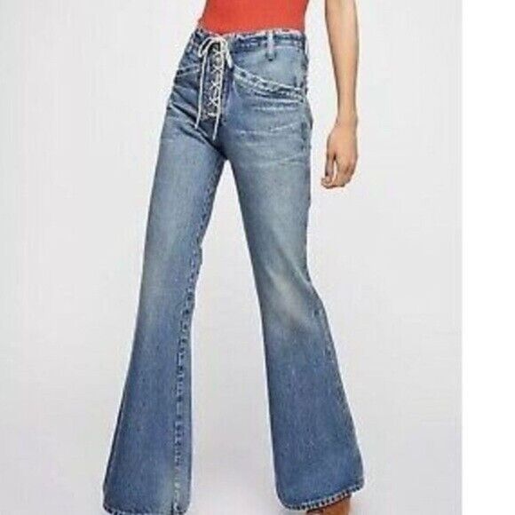 Citizens of Humanity Jeans Sz 26 Sally Flare Lace Up Fly Boho Cowgirl Festival - Picture 1 of 16